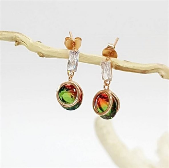 Meloni Topaz Taşlı 925 Ayar Gümüş Rose Küpe ürün görseli 1
