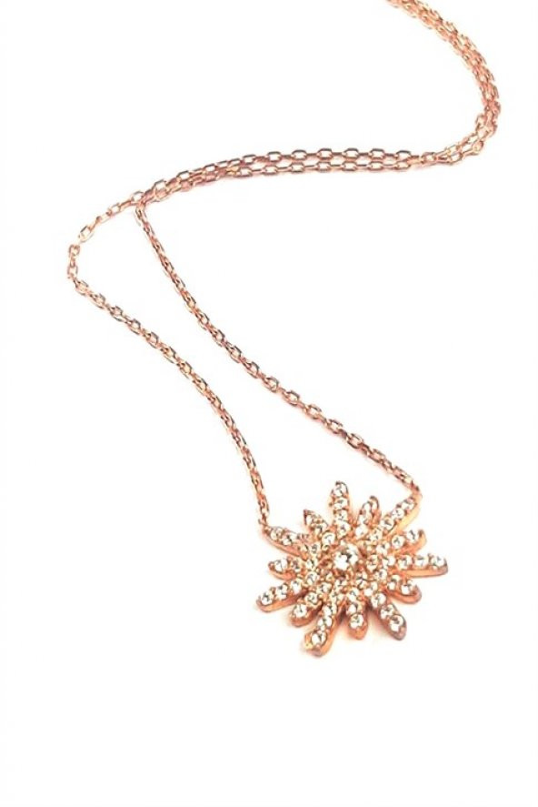 Güneş Figürlü Minimal Gümüş Rose Kolye ürün görseli 1