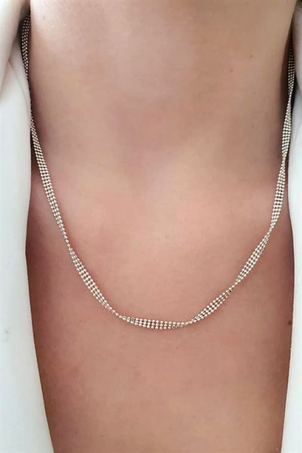 Gümüş İtalyan Tasarımı Zincir Kolye 50Cm ürün görseli 1