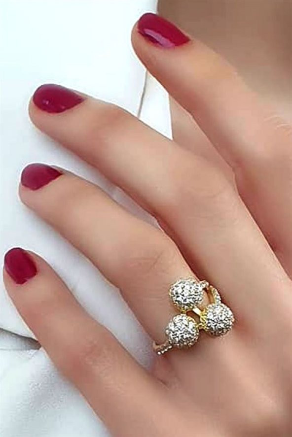Zirkon Taş Detaylı İtalyan Tasarımı Gümüş Modern Top Yüzük ürün görseli 1
