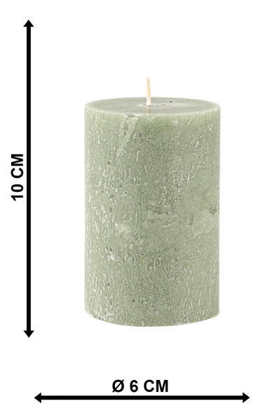 Silindir Mum Yeşil 10 Cm - Resim 3