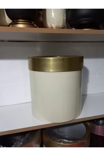 35×35 Krem Saksı Metal Paslanmaz ürün görseli 1