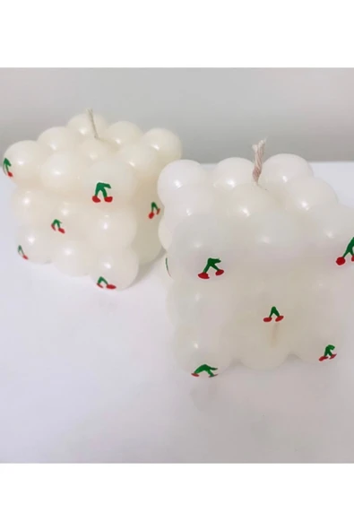 Mumbox 1 Adet Kiraz Desenli Bubble Karışık Meyve Kokulu Dekoratif Mum ürün görseli 1