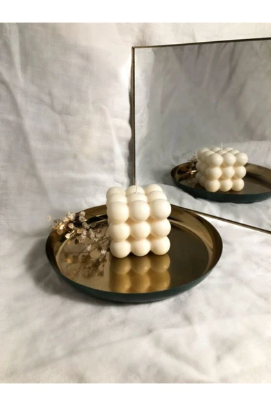 Beyaz Vanilya Kokulu Bubble Dekoratif Mum ürün görseli 1