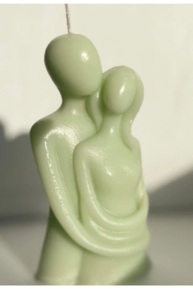 Tekli Sevgili Sıcak Kucaklama Yeşil Mum ürün görseli 1