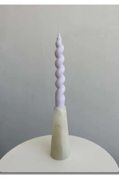 Lila Burgu Spiral Şamdan Mum - Resim 2