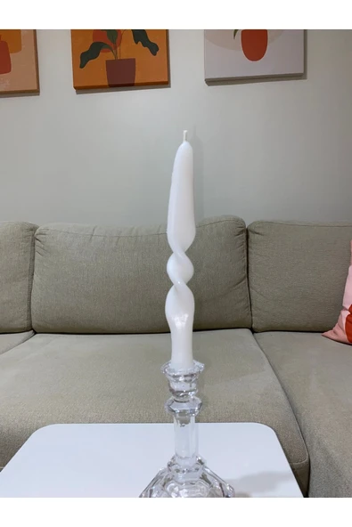 Tekli Beyaz Burgulu Şamdan Kokulu Mum ürün görseli 1