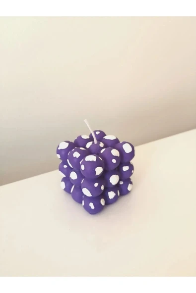 Mor Inek Bubble Cow Desen Dekoratif Kokulu Mum ürün görseli 1