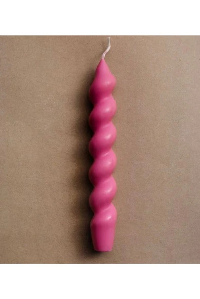 Koyu Pembe Burgu Spiral Şamdan Mum ürün görseli 1