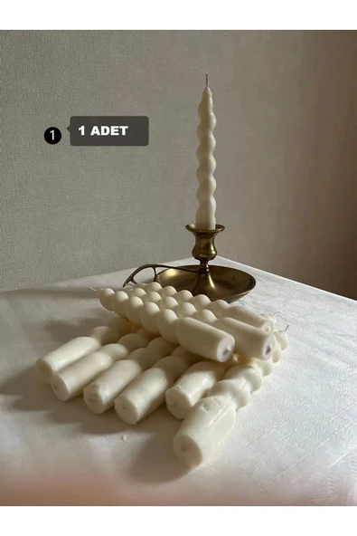 1 Adet Doğal Renk Burgulu Şamdan Mumu Doğal Kokulu Uzun Çubuk Konik Burgu Spiral Mum Dekoratif ürün görseli 1