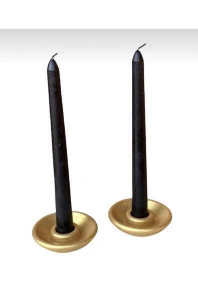 Tall Beton Sağlam Gold Altın Yaldız Ikili Şamdan Mumluk ürün görseli 1