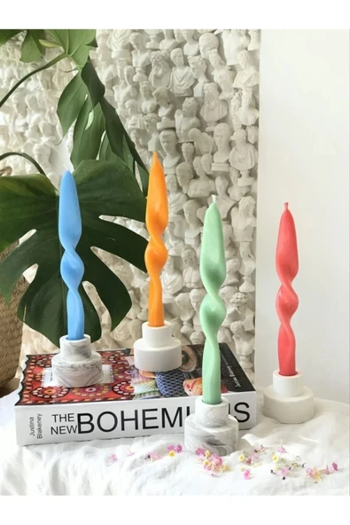 4 Adet Renkli Burgu Şamdan Kokulu Dekoratif Mum ürün görseli 1