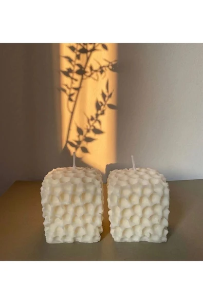 Soya Wax Dekoratif 2li Petek Küp Mum ürün görseli 1