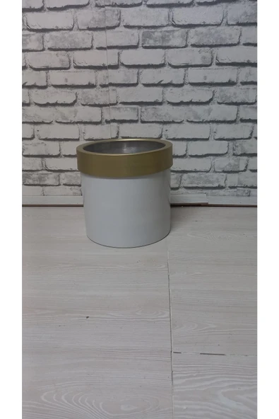 30×30 Darbuka Saksı Şık Tasarım Gold Kemerli ürün görseli 1