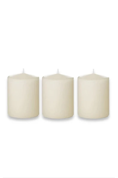 3 Adet Blok Baton Mum Serisi 8cm yükseklik x 6cm çap ürün görseli 1