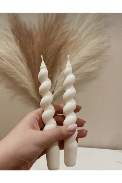 2'li Burgu Spiral Model Mum Kokulu Beyaz Renk ürün görseli 1