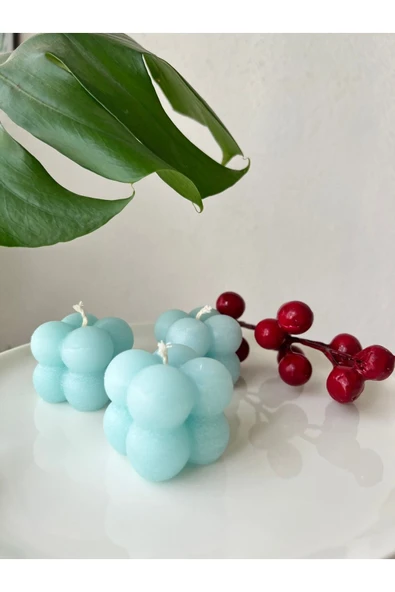 3 Adet Li Su Yeşili Mini Bubble Mum , Kokulu ürün görseli 1