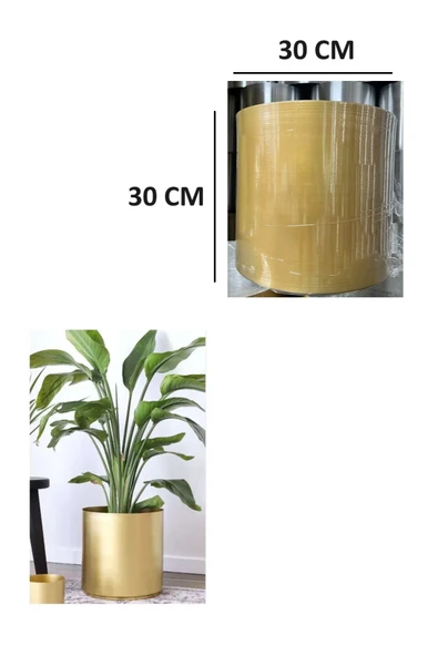 30x30 Cm Gold Altın Renk Metal Alüminyum Saksı Canlı Cansız Çiçek ürün görseli 1