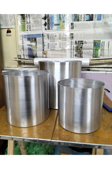 3 Adet Li Metal Saksı Seti Alüminyum 30-25-22 Çapta 3 Lü Set Saksı ürün görseli 1