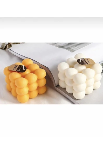 Kokulu Sarı Ve Beyaz Bubble Mum ürün görseli 1