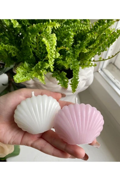 2’li Pembe Ve Beyaz Kokulu Mini Istiridye Mum ürün görseli 1
