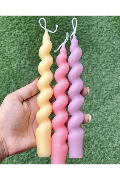 3’lü Spiral Burgu Kokulu Şamdan Mum ürün görseli 1
