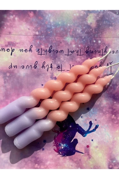 3’lü Çift Renkli Spiral Mum (lila Pembe) ürün görseli 1