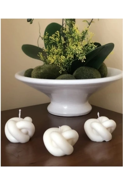 Hera Düğüm Mum 3 lü Set Dekoratif Şık Model ürün görseli 1