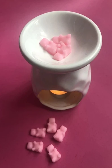 Pembe Gummy Bear Jelibon Ayıcık Şeklinde Vanilya Esanslı Mum Buhurdanlık Kokusu ürün görseli 1