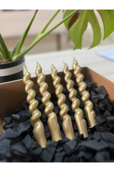 Gold burgu şamdan mum ürün görseli 1