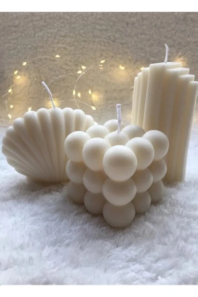 Bubble Mum 3lü Tasarım Dekoratif Mum ürün görseli 1