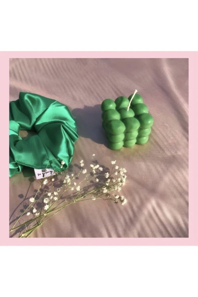 Hediyelik Yesil Bubble Dekoratif Mum ürün görseli 1