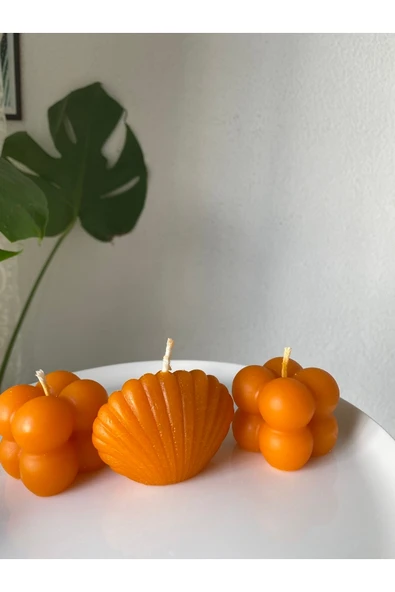 Turuncu Hediyelik Kokulu Mini Bubble Ve Istiridye Mum ürün görseli 1