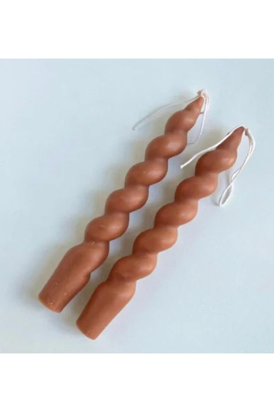 2’li Kahverengi Kokulu Burgu Spiral Şamdan Mum ürün görseli 1