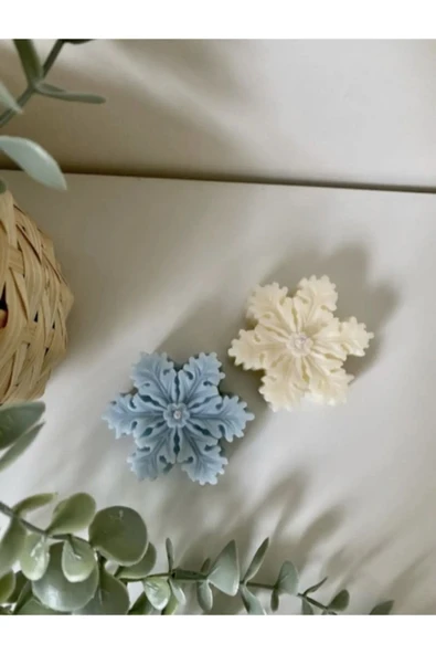2'li Dekoratif Kar Tanesi Mum Yılbaşı Mumu Yeni Yıl New Year ürün görseli 1