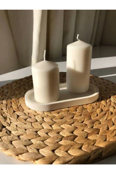 Dekoratif Tekli Oval Terrazo Mum Ve Saksı Altlığı Takı Tabağı Mum Tabağı Mumluk Organizer ürün görseli 1