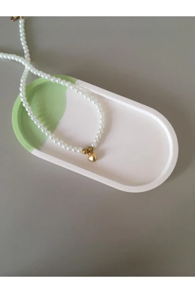 Dekoratif Oval Beton Biblo Tabak Beton Takı Tabağı Mum Tabağı Organizer Mumluk Tütsülük ürün görseli 1