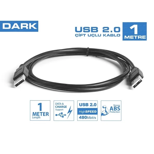 Dark Usb 2.0 1M Sarj Ve Data Kablosu (DK-CB-USB2AL100) - Resim 3