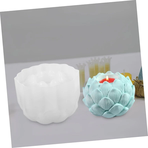 Silikon Çiçek Tomurcuğu Tealight Mumluk Kalıbı ürün görseli 1