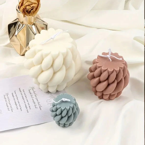 Silikon Mum Yağmur Damlası Şekilli Büyük Boy 3D Geometrik Kavisli Sütun Sabun Kalıbı ürün görseli 1
