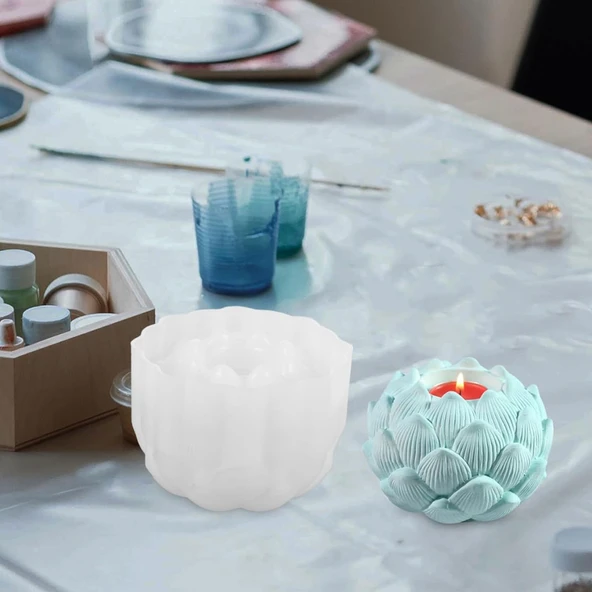 Silikon Çiçek Tomurcuğu Tealight Mumluk Kalıbı - Resim 4
