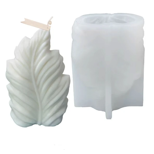Silikon Mum 3D Geometrik Büyük Boy Yaprak Sabun Beton Ve Taş Tozu Kalıbı ürün görseli 1