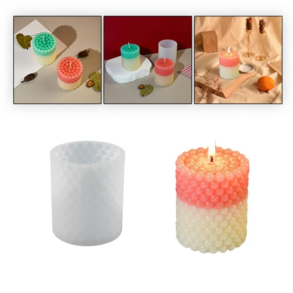 Silikon Mum Boncuk Kabarcıklı Sabun Kalıbı Sütun Mum Kalıbı 6.7X7.8 CM ürün görseli 1
