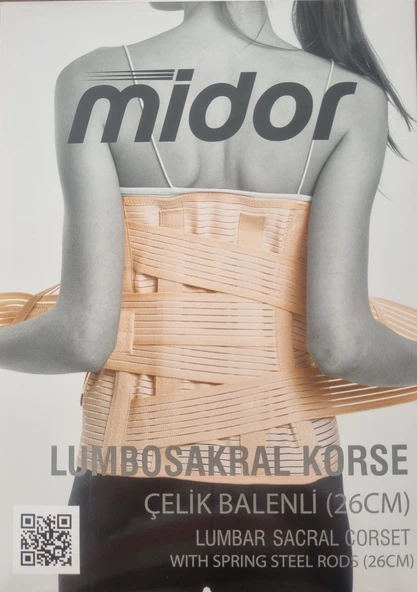 Midor Lumbosacral Çelik Korse 26cm Bedensiz ürün görseli 1