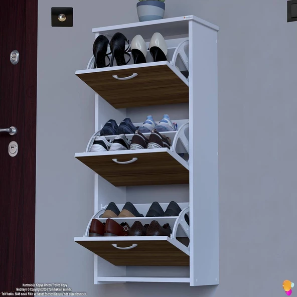 Modilayn WEST Asma Kapı Önü 52x116x26 cm’lik 3 Düşer Kapak 6 Göz Bölmeli Ayakkabılık ürün görseli 1