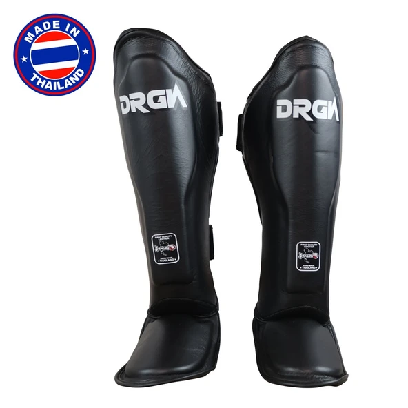 DragonDo DRGN-T51 Hakiki Deri Kaval Koruyucu Siyah Profesyonel Kick Boks Kaval Koruyucu ürün görseli 1