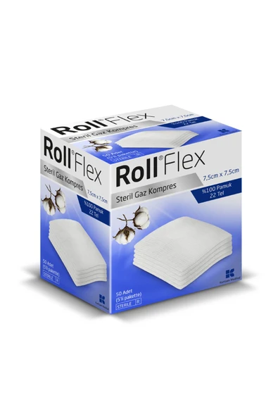 ROLL Flex Steril Gaz Kompres Gazlı Bez Spanç 7.5cm*7.5cm - 4 Kutu 100'lü ürün görseli 1