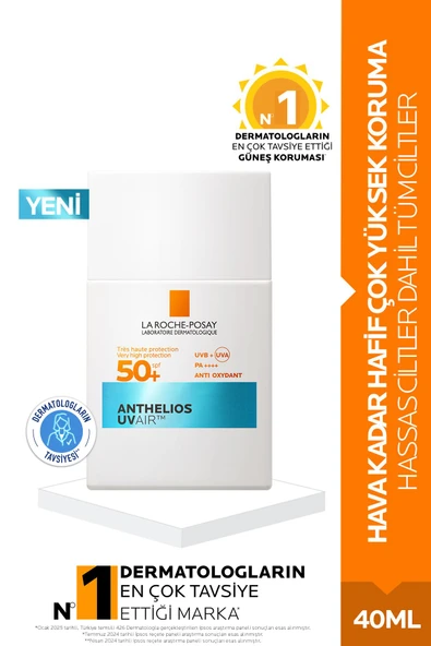 LA ROCHE POSAY Anthelios Uvair SPF50+ Hava Kadar Hafif Tüm Ciltler İçin Yüz Güneş Kremi 40ML ürün görseli 1