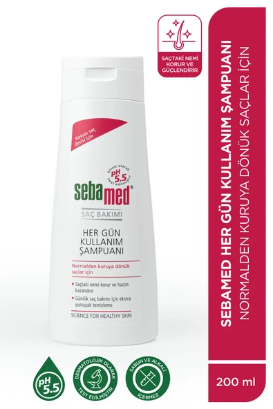 SEBAMED Besleyici ve Onarıcı Etkili Normal ve  Kuru Saç Tiplerine Uygun Her Gün Kullanım Şampuan 200 ml ürün görseli 1