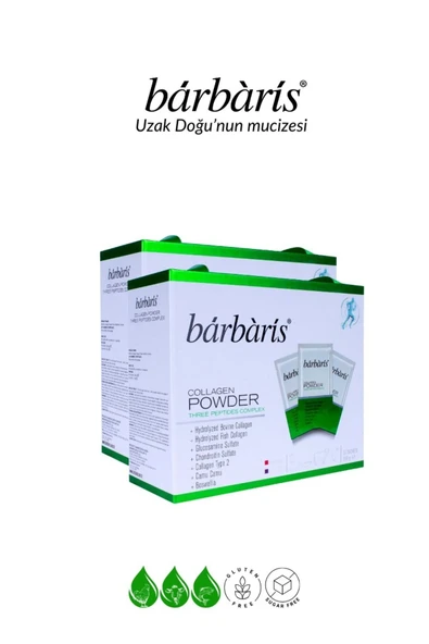 BARBARİS Kolajen Powder Three Peptides Complex 30*2 Paket (balık-sığır-tavuk) Tip 1-2-3 Eklem,kıkırdak,kemik ürün görseli 1